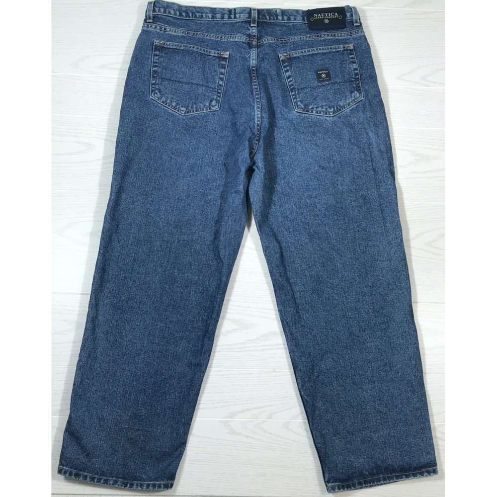 Vintage Y2K Baggy Jeans Men 40x29 Nautica Relaxed 100% Cotton Hip Hop Skater